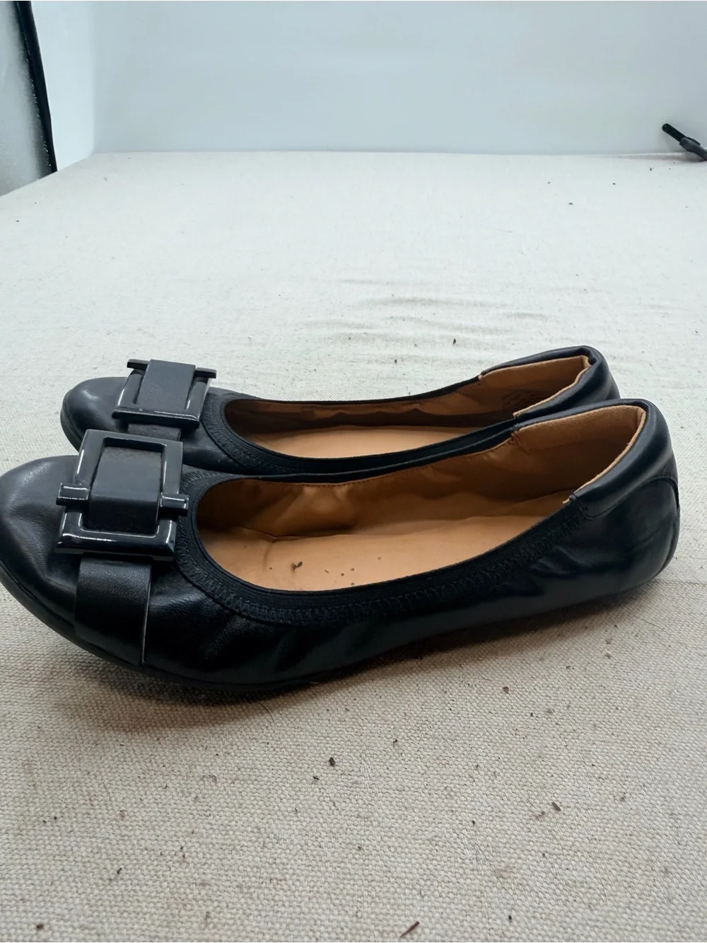 Nine West Black Buckle Ballet Flats